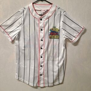 Marvel Amazing Spiderman Baseball Jersey Mens Small White Graphic Print Striped